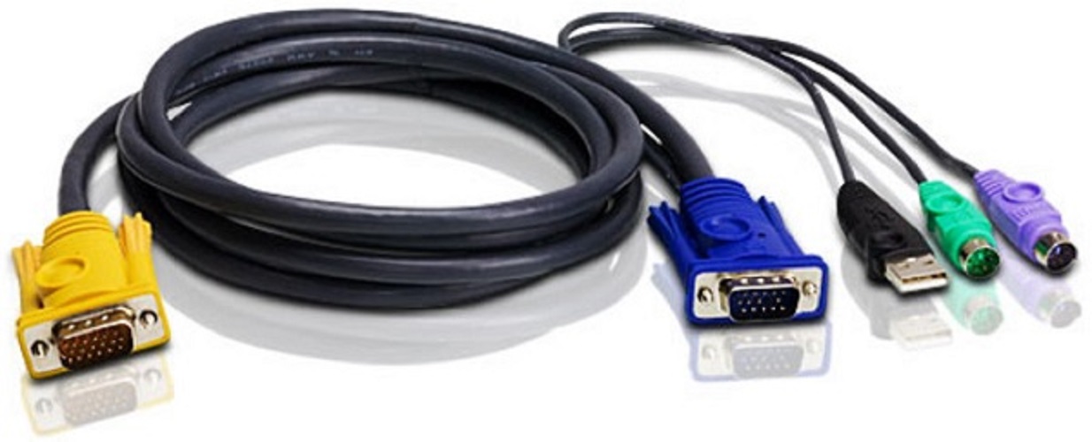  Кабель Aten 2L-5301UP КВМ, с интерфейсами PS/2, USB, VGA, 1.2м