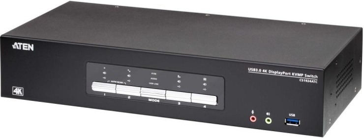 4-х портовые  Xcom-Shop Переключатель KVM Aten CS1924ATC-AT-G 4-портовый USB 3.0 4K DisplayPort для УВД