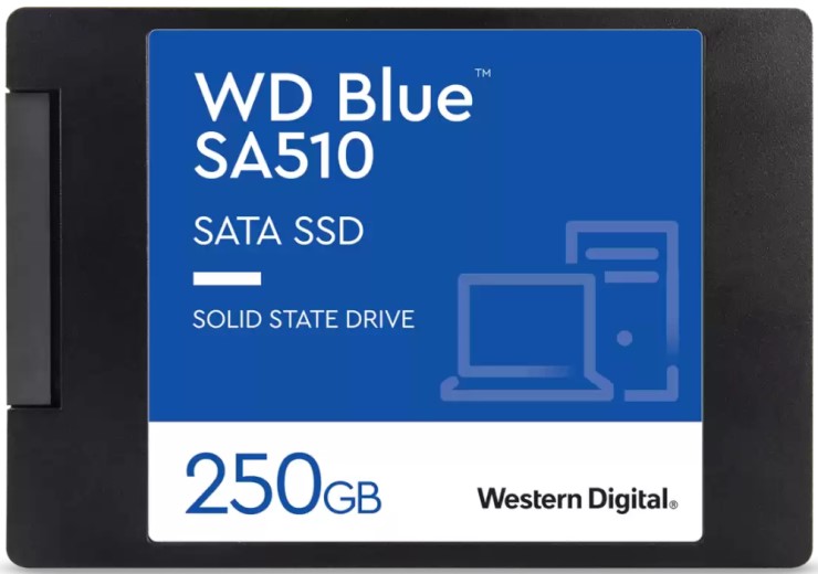 Накопитель SSD 2.5'' Western Digital WDS250G3B0A WD Blue SA510 250GB SATA 6Gb/s 3D TLC 555/440MB/s IOPS 80K/78K MTTF 1.75M