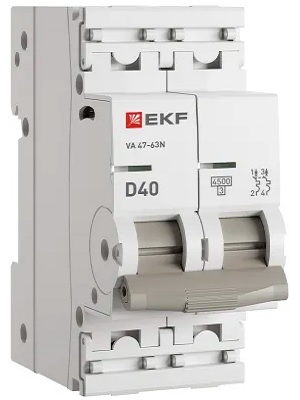 Автоматический выключатель EKF M634240D 2P 40А (D) 4,5kA ВА 47-63N PROxima