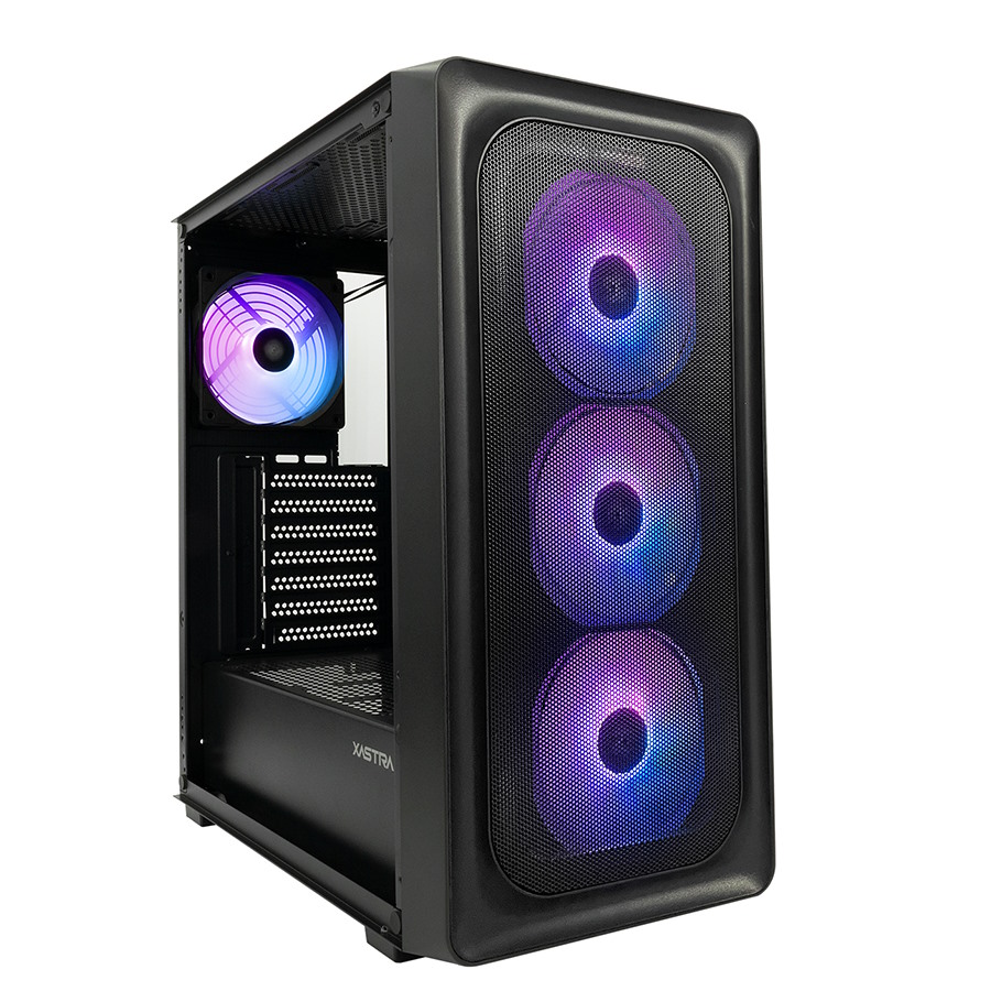 Корпус ATX Xastra A407 4ARGB Black без БП, боковая панель из закалённого стекла, 2*USB 2.0, USB 3.0