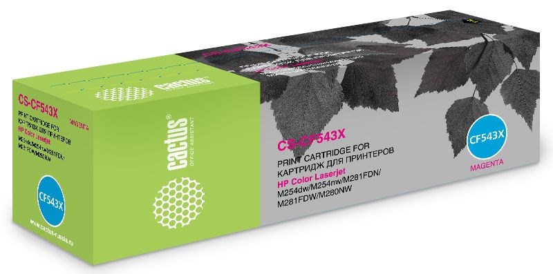 Картридж Cactus CS-CF543X для HP LJ M254dw/M280nw/M281fdn пурпурный 2500стр.
