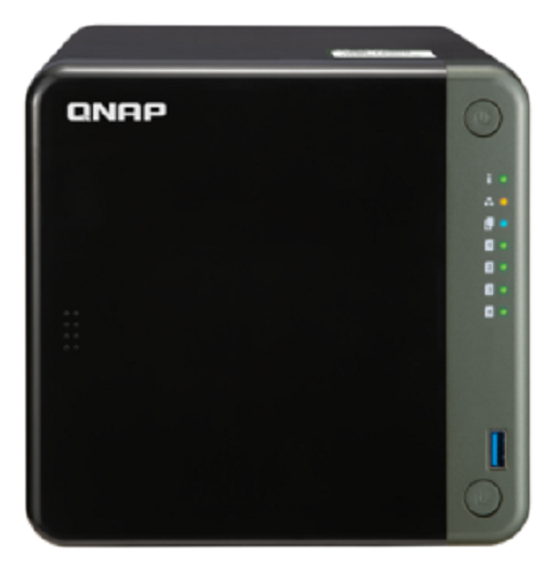 Сетевой RAID-накопитель QNAP TS-453D-4G 4 отсека 3,5/2,5, 2 порта 2,5 GbE BASE-T, HDMI-порт. Intel Celeron J4125 2,0 ГГц (2,7 ГГц), 4 ГБ DDR4.