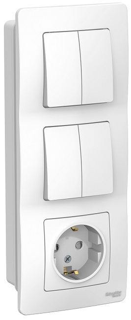 Розетка Schneider Electric BLNBS102201 з/к шт 16А, 250В+выкл 2кл.+выкл 2кл. (белый) внутр
