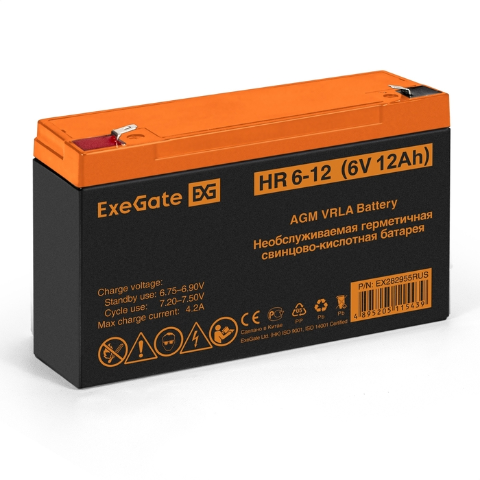 Батарея Exegate HR 6-12 EX282955RUS (6V 12Ah, клеммы F1)