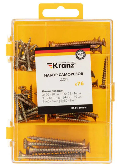 Набор KRANZ KR-01-3101-11 саморезов для ДСП 76 шт.
