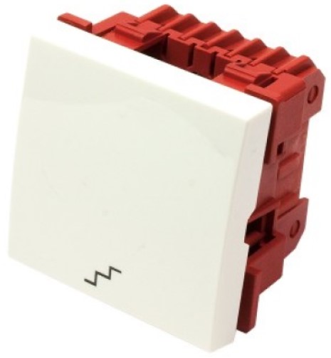 Информационные розетки  Xcom-Shop Переключатель Lanmaster LAN-EC45x45-S1S-WH 3-контактный, одноклавишный 45х45, значок лестиница, белый