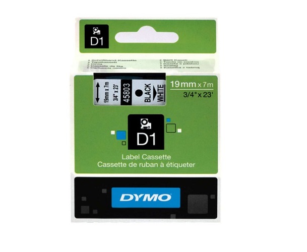 Картридж Dymo S0720830 с лентой 19 мм х 7м. , пластик, черный шрифт/белая лента