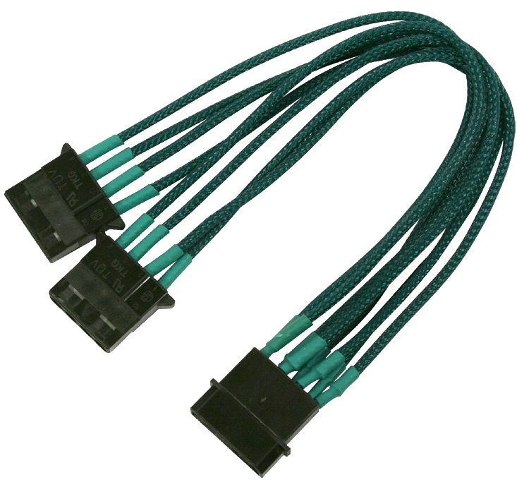 Разветвитель Nanoxia NX4PY2EG 4-pin MOLEX в 2 х 4-pin MOLEX, 20см, индивидуальная оплетка, зеленый