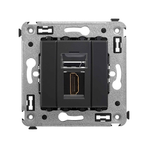 Розетка DKC 4412253 HDMI одинарная в стену, тип А-А, Черный матовый, Avanti