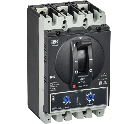 Автоматический выключатель в литом корпусе IEK AR-MCCB-3A-035-0063A-ATUC ARMAT 3P A 35кА 63А ТМ регулируемый