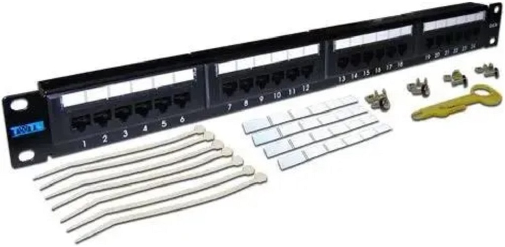 Патч-панели комплектные Патч-панель 19, 24xRJ45, UTP, Кат. 5е TWT TWT-PP24UTP 1U