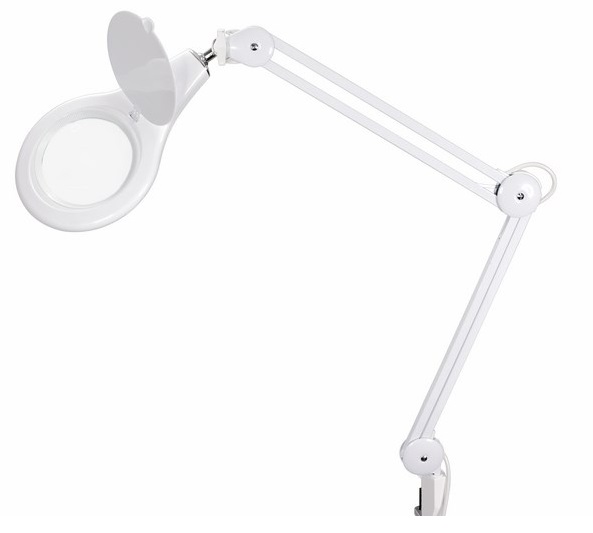 Лупа Rexant 31-0503 на струбцине круглая настольная 5Х с подсветкой 108 LED, белая