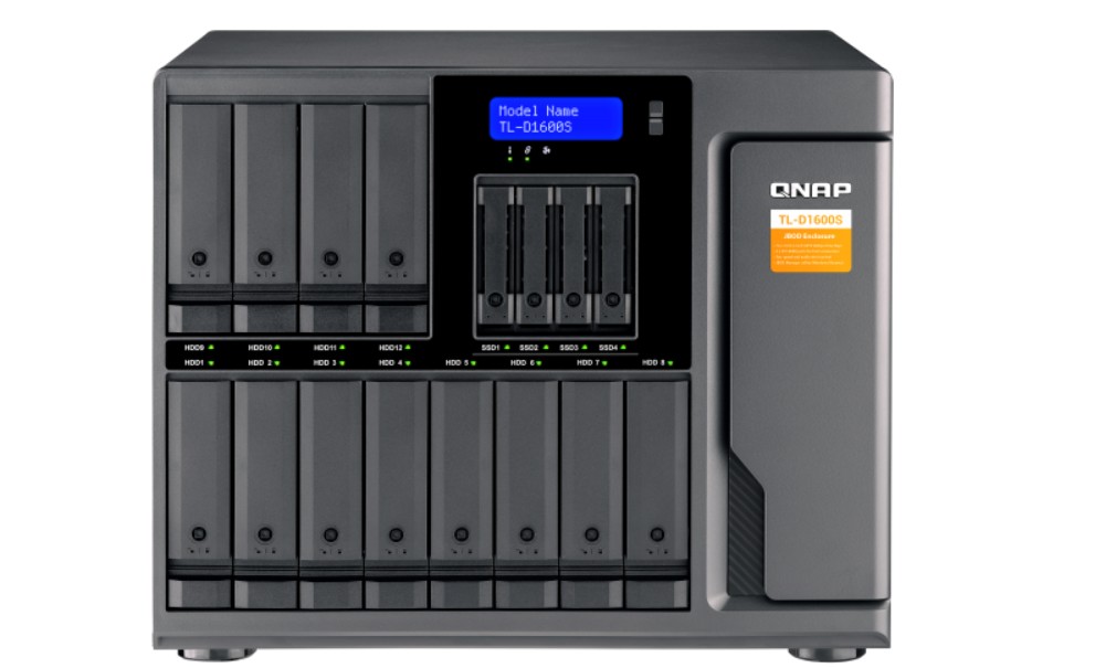 Модуль расширения QNAP TL-D1600S SATA 12 отсеков 3,5/2,5, 4 отсека 2,5, 4 порта SFF-8088, настольное исполнение. Для NAS и PC.