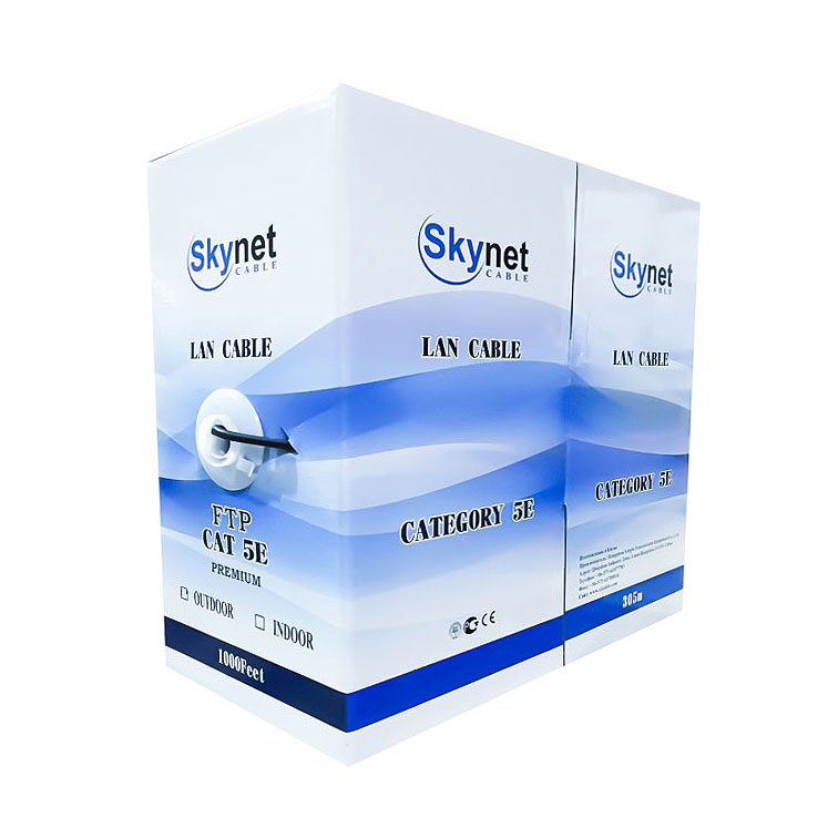 Кабель витая пара F/UTP 5e кат. 4 пары SkyNet CSL-FTP-4-CU 25AWG(0.46 мм), медь, одножильный (solid), внутренний, PVC, серый, уп/305м ''Light''