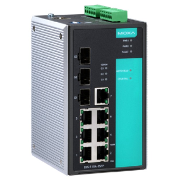 Коммутатор управляемый MOXA EDS-510A-3SFP-T 7x10/100BaseT(X) ports, 3xSFP (mini-GBIC) ports