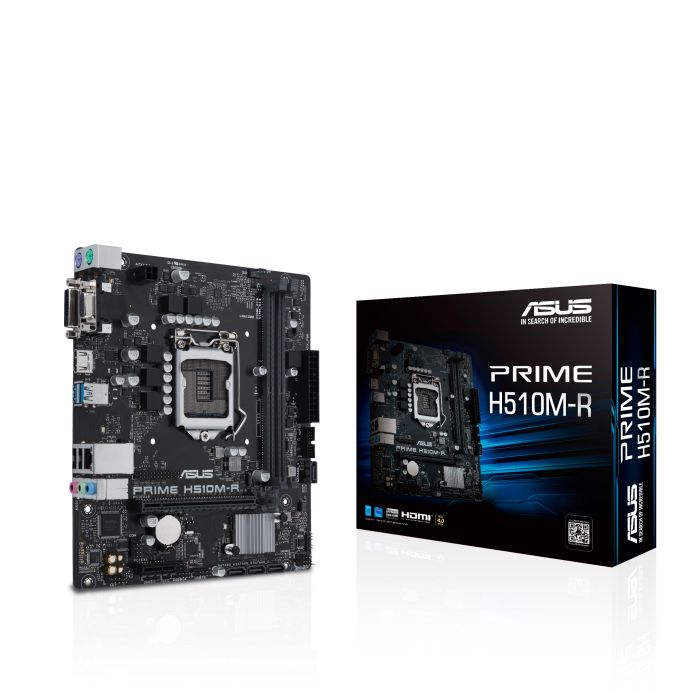 Материнская плата mATX ASUS PRIME H510M-R R2.0-SI (LGA1200, H470, 2*DDR4(3200), 4*SATA3, M2, Audio, Gb LAN, USB 3.2, USB 2.0, D-SUB, VGA, HDMI)