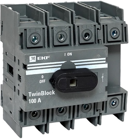 Рубильник EKF tb-100-4p-f 100A 4P c рукояткой управления для прямой установки TwinBlock