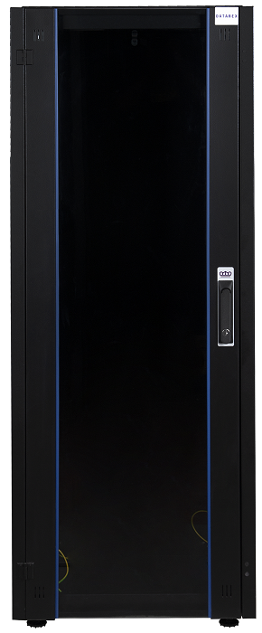 Шкаф напольный 19, 32U Datarex DR-700301 телекоммуникационный 600х600, передняя дверь стекло, задняя стенка сплошная, металл, черный