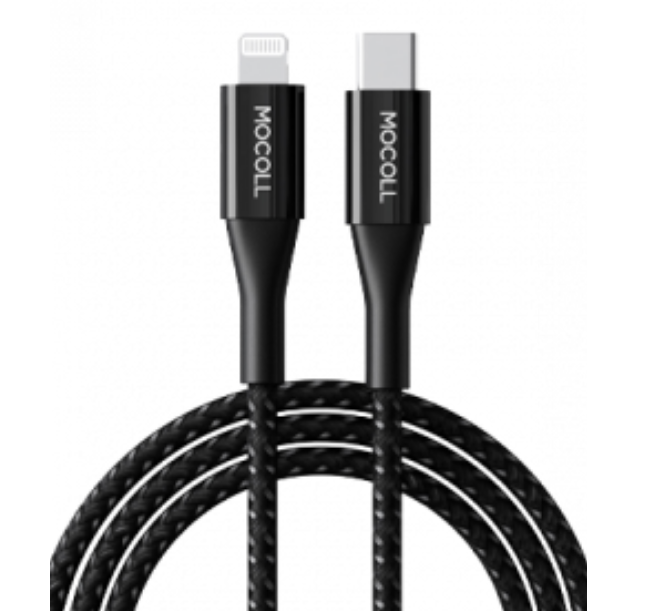 Кабель MOCOLL Alfa Series CL2B MFI, Type-C to Lightning, 3А, 60Вт, 1.5м, чёрный