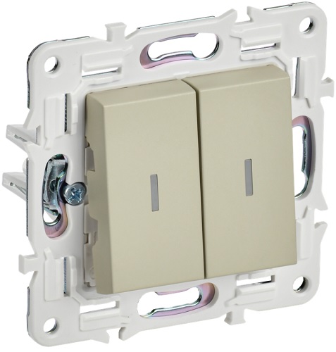 Переключатель двухклавишный IEK SK-V22-1-10-K10 SKANDY с инд. 10А SK-V10B бежевый