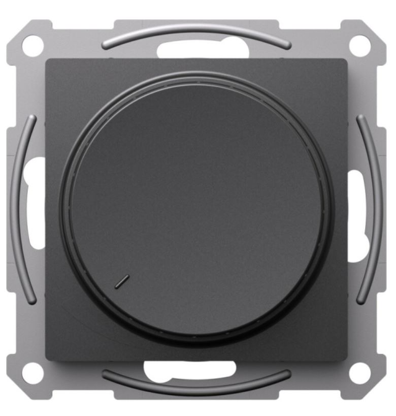 Светорегулятор Systeme Electric ATN001423 AtlasDesign поворотно-нажимной LED, RC, 400Вт, механизм, Базальт