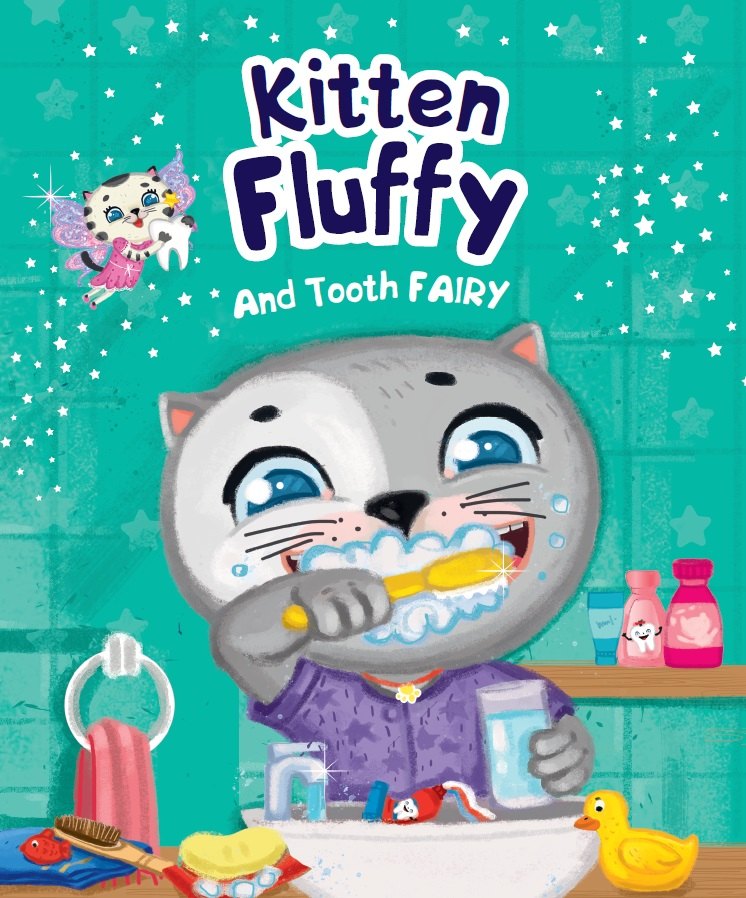 Детские книги на английском Kitten Fluffy and Tooth fairy (Котёнок Пух и Зубная фея, мелов. 200х240)