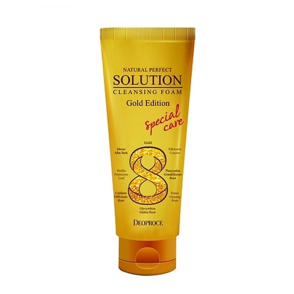 пенка для умывания с золотом и травами deoproce natural perfect solution cleansing foam gold