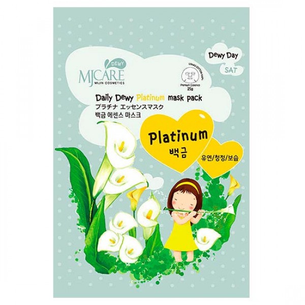 маска тканевая с платиной mijin mj care daily dewy platinum mask pack