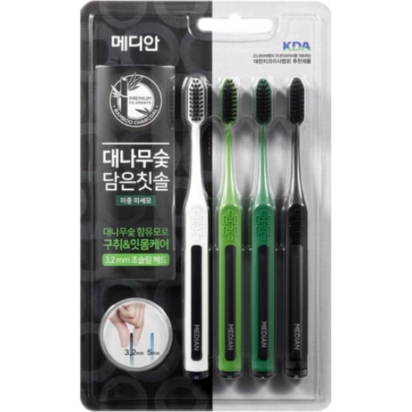 набор зубных щеток с бамбуковым углем median bamboo charcoal toothbrush