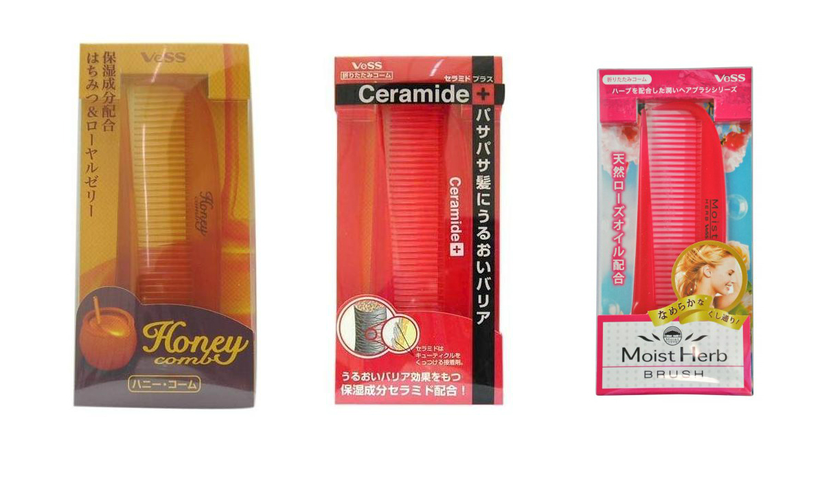  расческа для увлажнения и придания блеска волосам (складная) vess brush compact