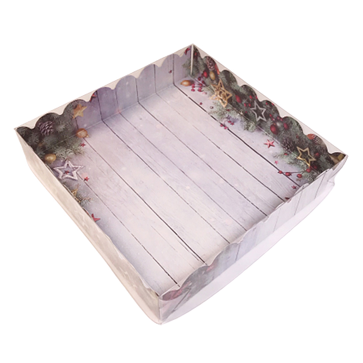 Коробка для пряников с прозрачной крышкой Еловые ветки, 15*15*3 см