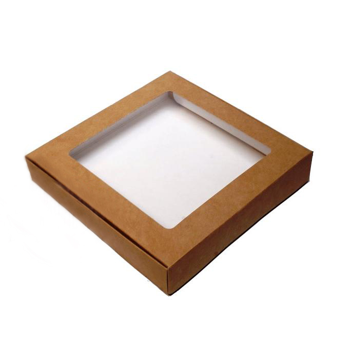  Коробка для печенья 19*19*3 см, Крафт с окном