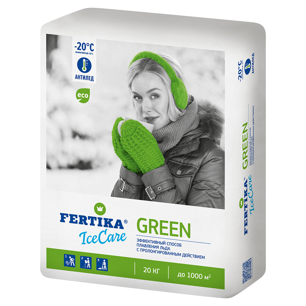 Противогололедные реагенты  Петрович Реагент противогололедный Fertika IceCare Green -20 °С 20 кг 20 кг