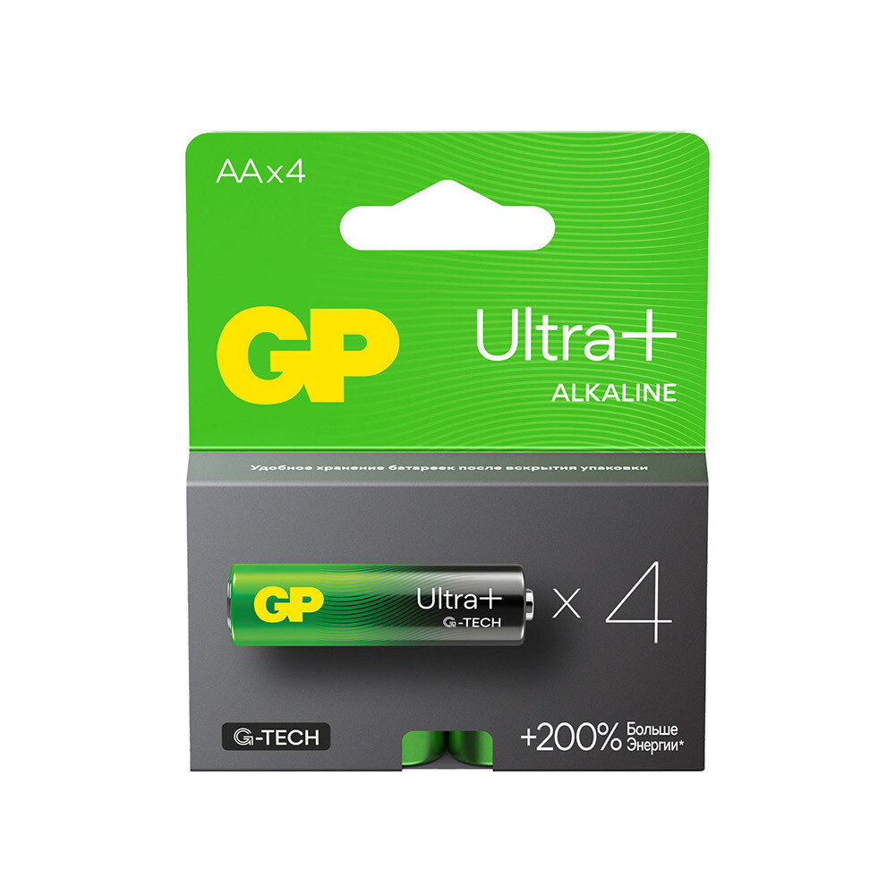 Батарейка GP Batteries Ultra+ Алкалин AA пальчиковая LR6 1,5 В (4 шт.) (GP 15AUPA21-2CRSB4)