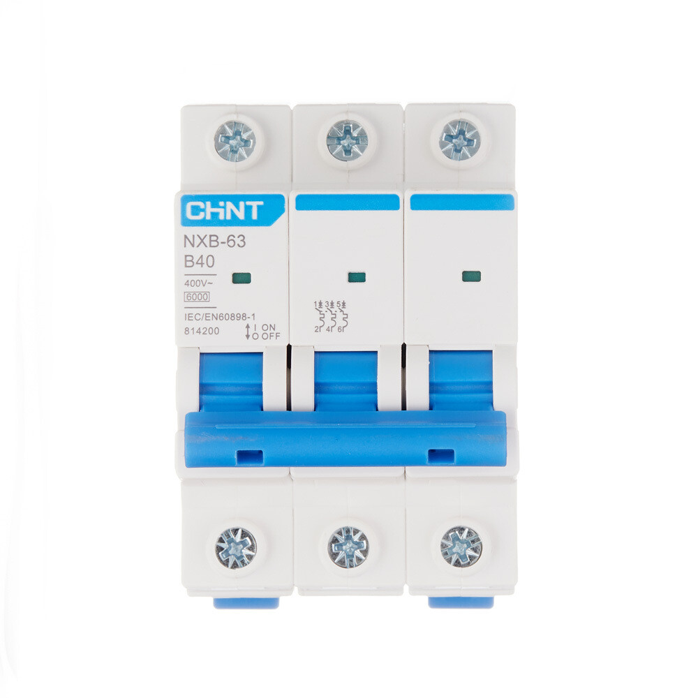 Автоматический выключатель модульный Chint NXB-63 3P 40А тип B 6 кА 400 В (814200)