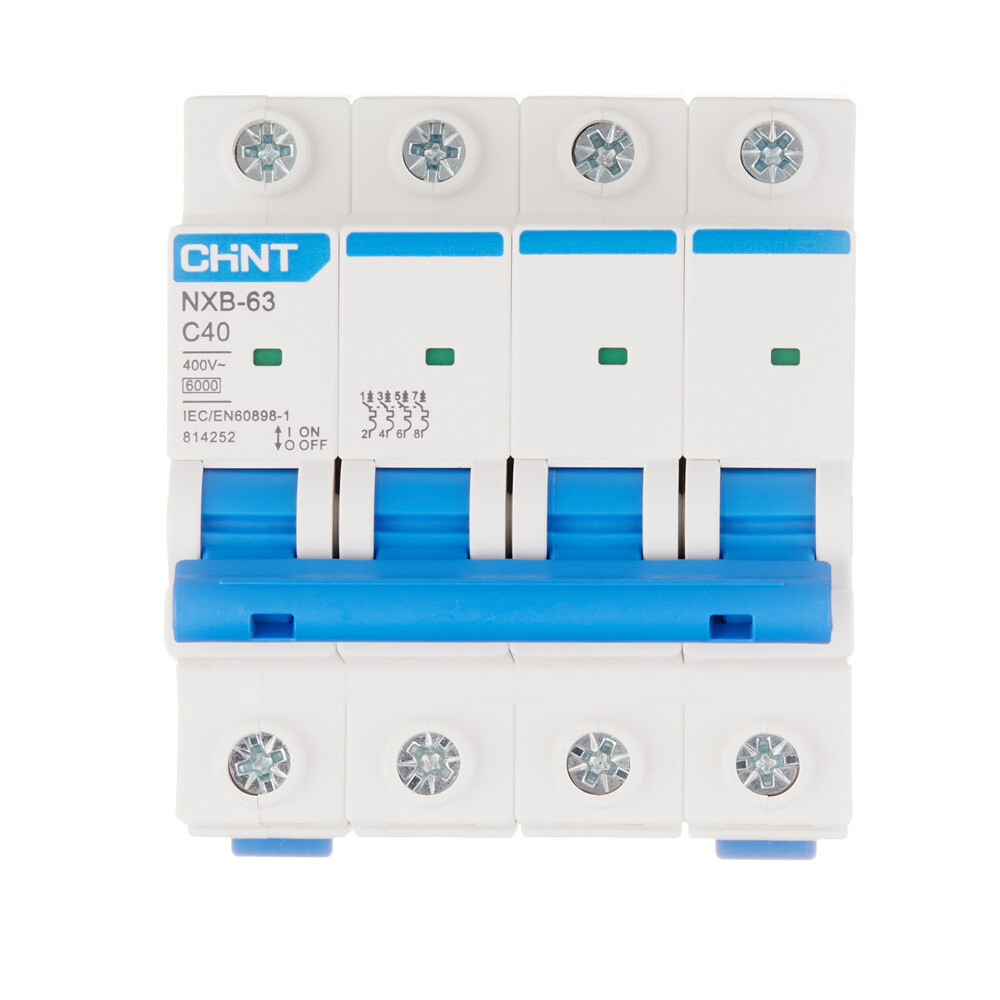 Автоматический выключатель модульный Chint NXB-63 4P 40А тип C 6 кА 400 В (814252)