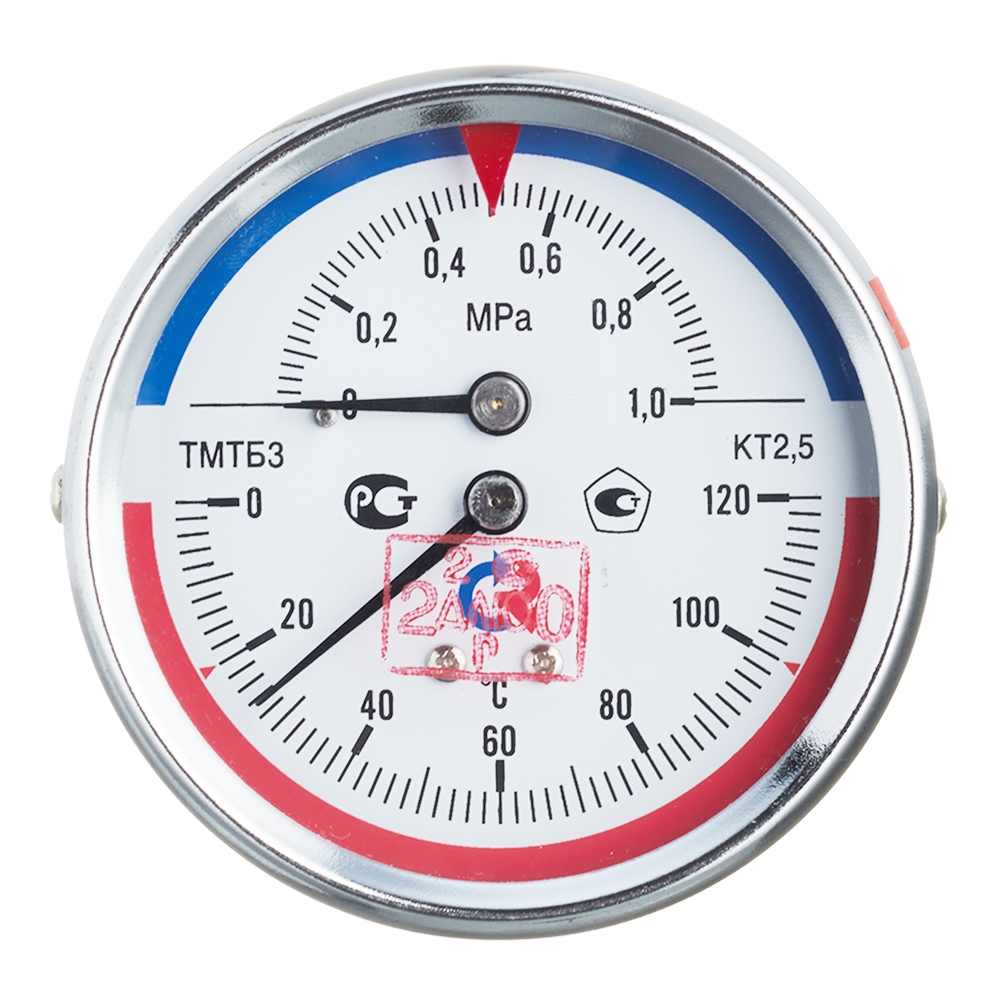 Термоманометр Росма ТМТБ-31Т.1 аксиальный 1/2 НР(ш) 10 бар d80 мм (2292)