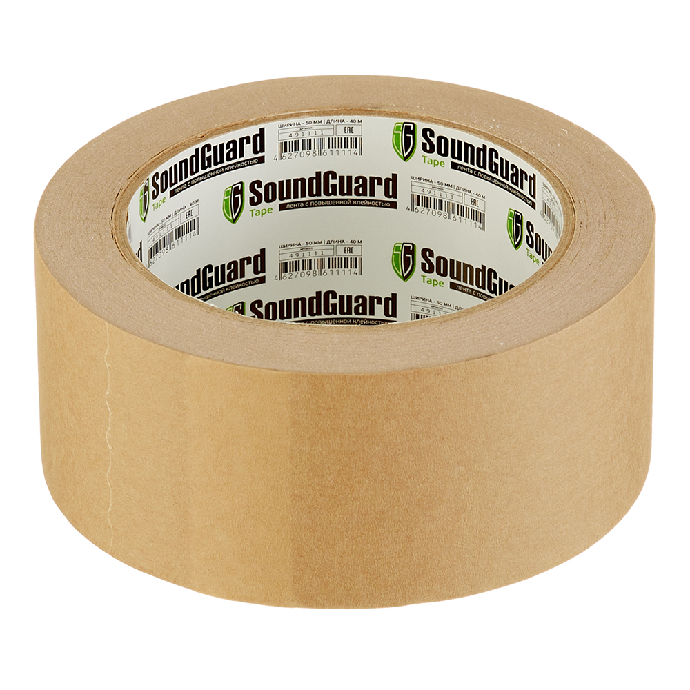 Лента клейкая SoundGuard Tape изоляционная коричневая 50 мм 40 м