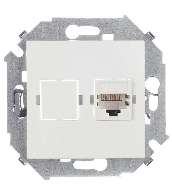 Розетка компьютерная Simon 15 встраиваемая белая RJ45 (1591598-030)