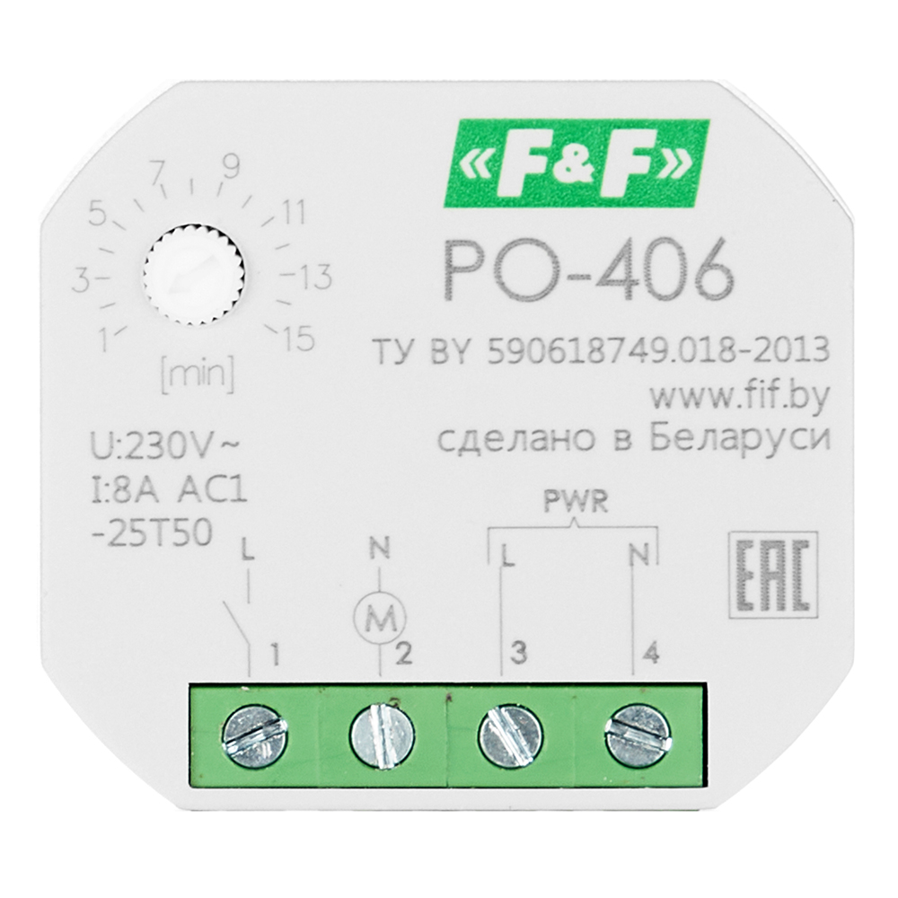  Реле времени Евроавтоматика PO-406 220 В 8 А тип AC 1P+N