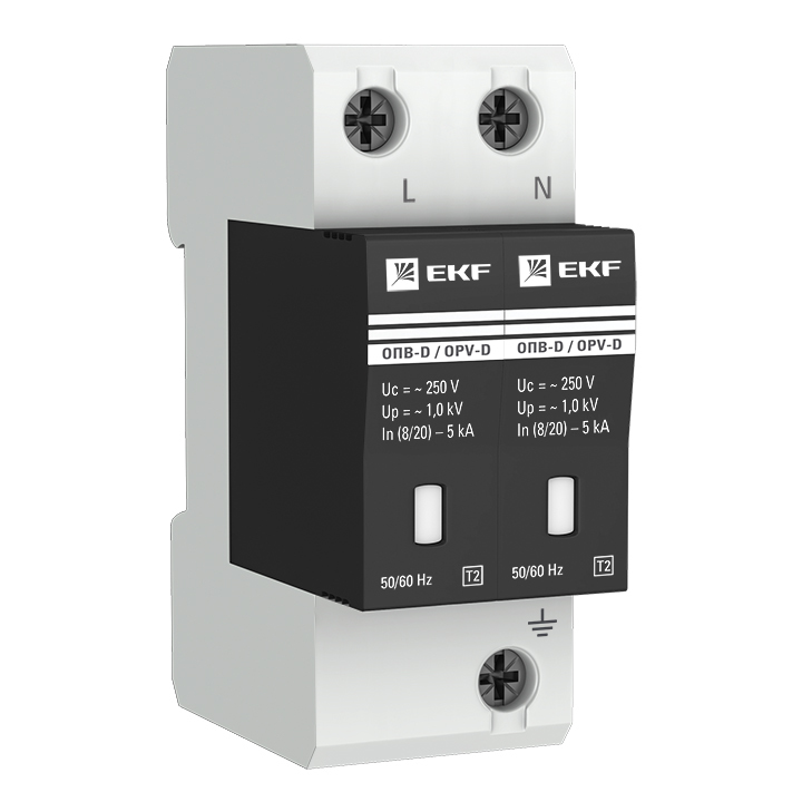 Ограничитель напряжения модульный EKF PROxima (opv-d2) 230 В 5 А тип AC 2P