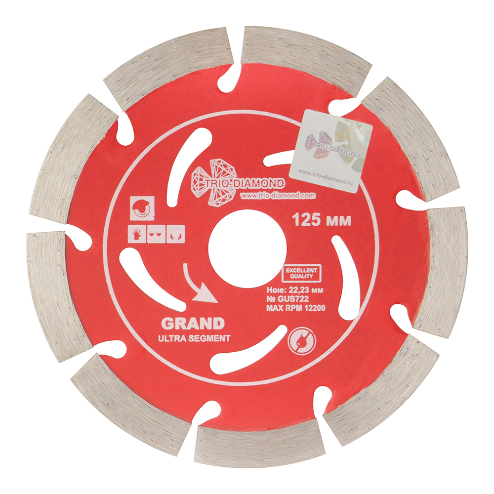 Диск алмазный по бетону Trio-Diamond Grand Ultra Segment 125x22,2x2 мм сегментный сухой рез (GUS722)