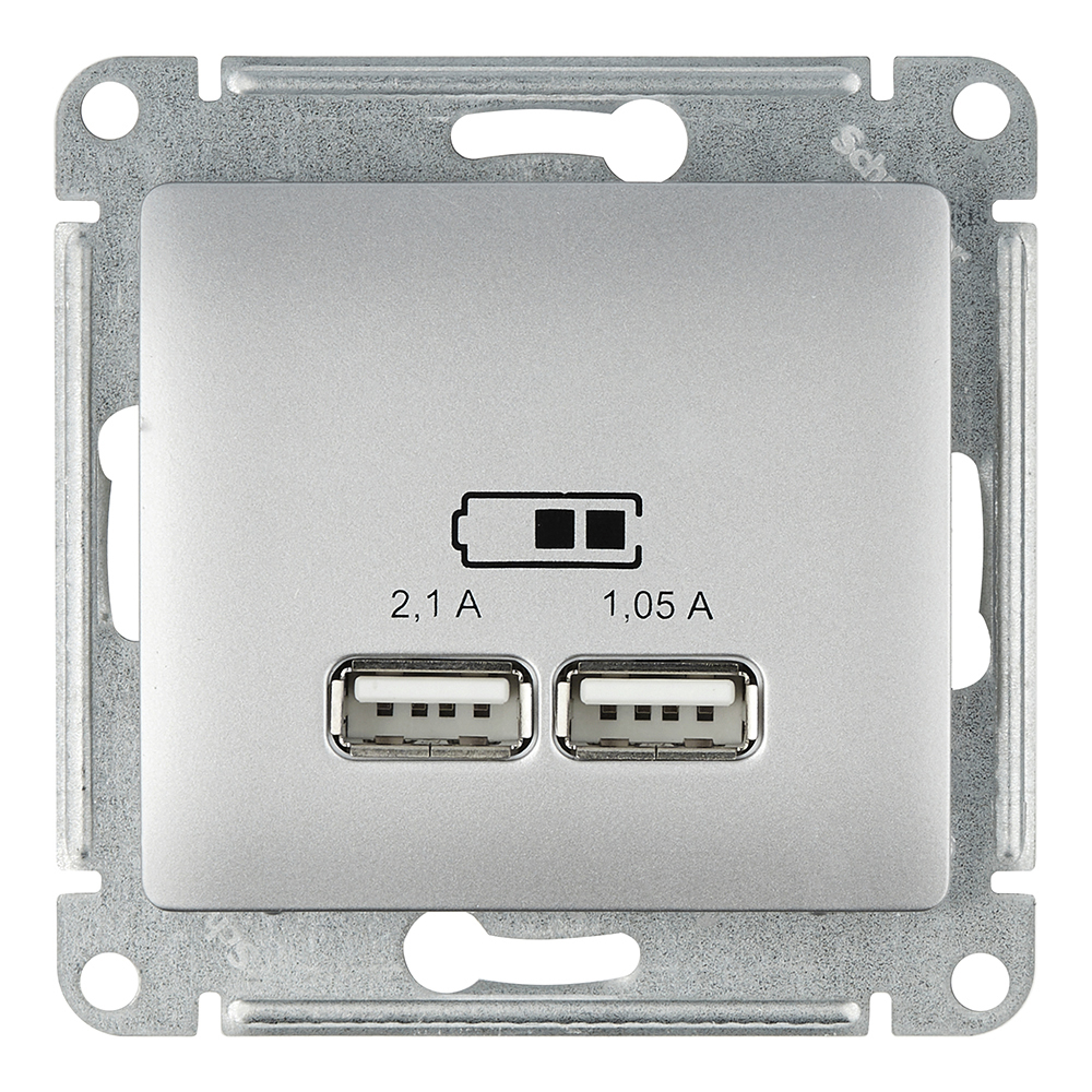 Розетка USB Systeme Electric Glossa встраиваемая алюминий 2хUSB-A (GSL000333)