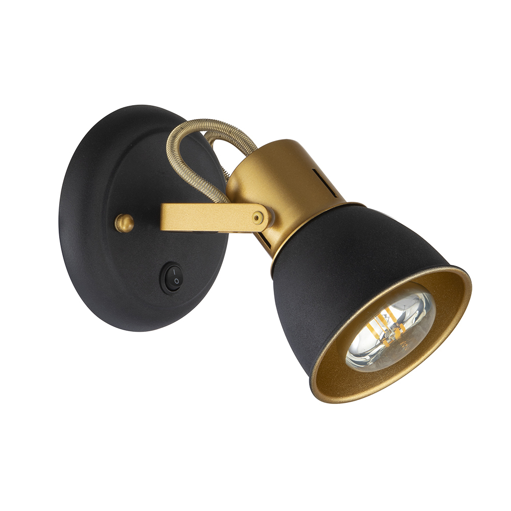 Спот настенный Arte Lamp Jovi E14 40 Вт 1 кв.м черный/золото IP20 (A1677AP-1GO)