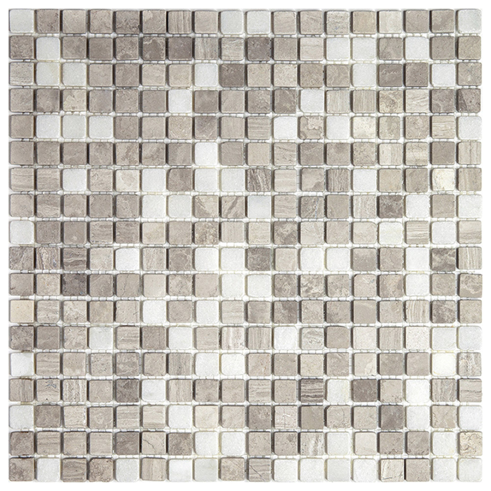 Плитка-мозаика Мозаика Mir Mosaic Natural i-Tilе серая из натурального камня 298х298х4 мм глянцевая