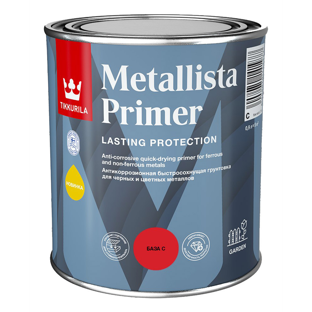 Грунт антикоррозионный Tikkurila Metallista Primer беcцветный база С матовый 0,9 л