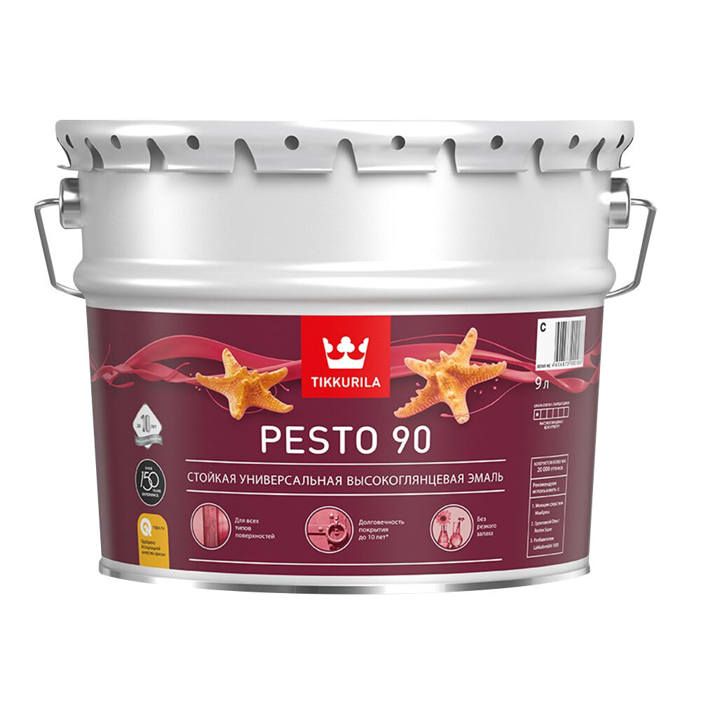 Эмаль алкидная Tikkurila Pesto 90 база С глянцевая 9 л