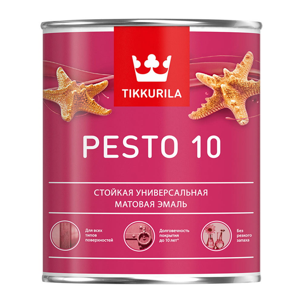 Эмаль алкидная Tikkurila Pesto 10 база С матовая 0,9 л