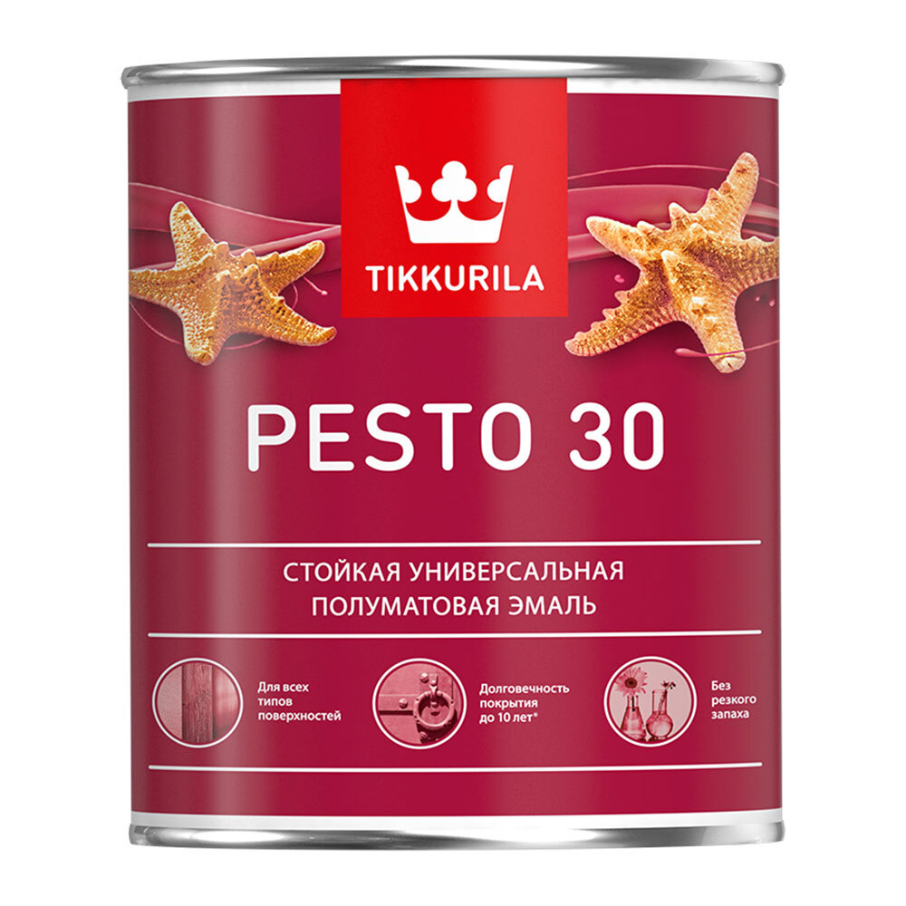 Эмаль алкидная Tikkurila Pesto 30 база С полуматовая 0,9 л